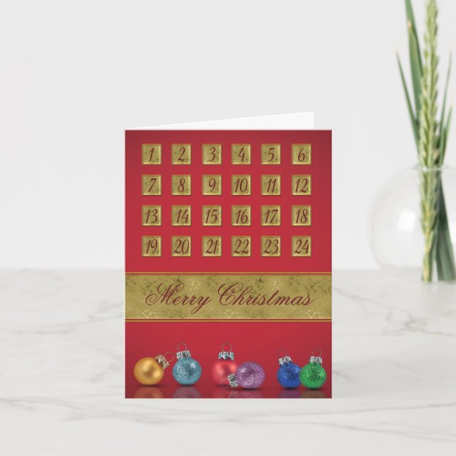 Cartes Pour Fêtes Annuelles Calendrier de l'Avent Ornements de Noël (Devant)