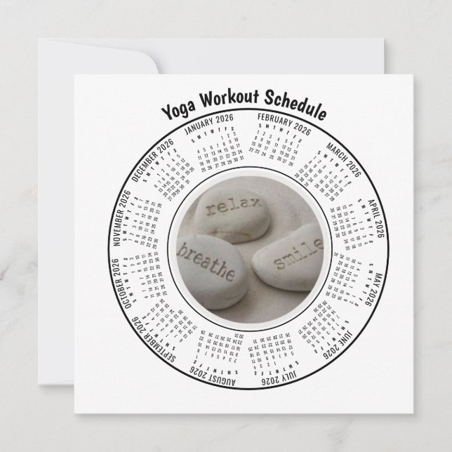 Cartes Pour Fêtes Annuelles Calendrier de l'entraînement de yoga Respiration d (Devant)