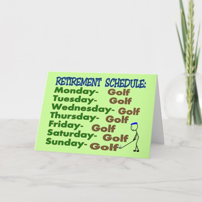 Cartes Pour Fêtes Annuelles Calendrier de retraite GOLFER (Devant)