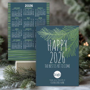 Cartes Pour Fêtes Annuelles Calendrier, logo et Bonne Année - Vert Bleu