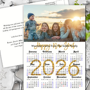 Cartes Pour Fêtes Annuelles Calendrier moderne 2025 Gold Script photo minimali