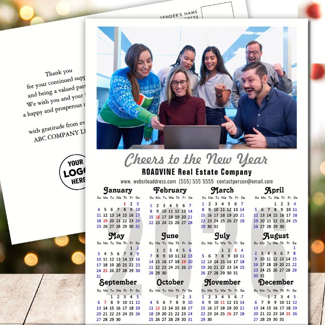 Cartes Pour Fêtes Annuelles Calendrier Moderne 2025 Photo Entreprise Minimalis (Créateur téléchargé)