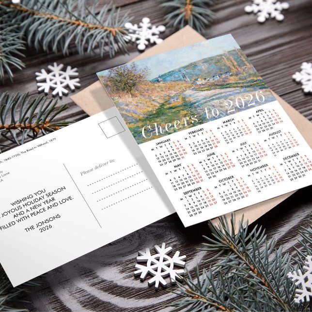 Cartes Pour Fêtes Annuelles Calendrier Monet Art Peinture 2026 Enseignement (Créateur téléchargé)