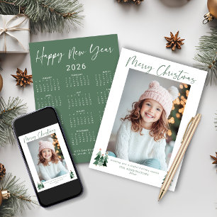 Cartes Pour Fêtes Annuelles Calendrier photo de l'arbre de Noël vert mignon 20