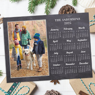 Cartes Pour Fêtes Annuelles Calendrier photo du tableau de bord rustique 2026
