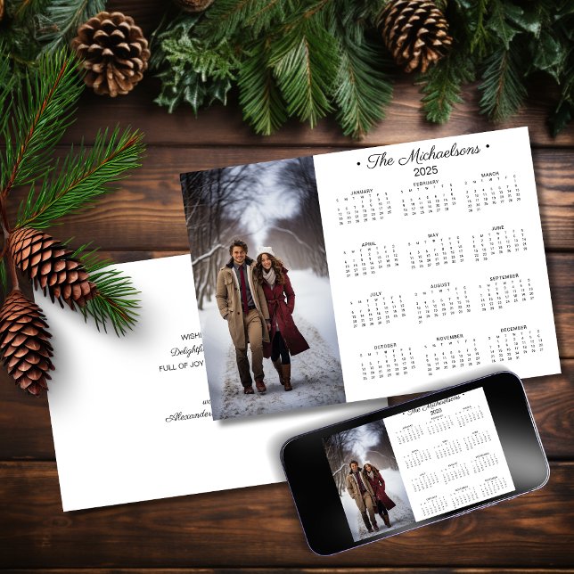 Cartes Pour Fêtes Annuelles Calendrier Photo Simple 2025   (Créateur téléchargé)