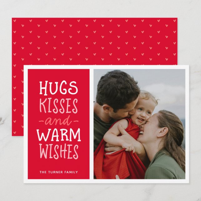 Cartes Pour Fêtes Annuelles Câlins Baisers Vœux Chaleureux Mignon Simple Rouge (Devant / Derrière)