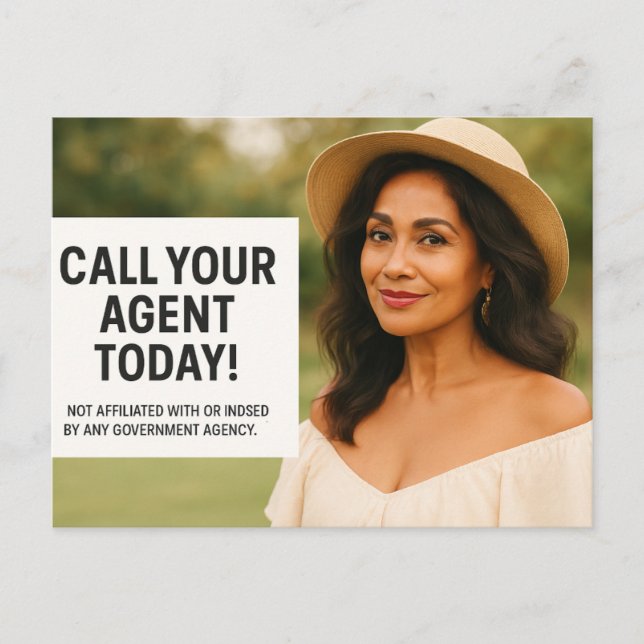 Cartes Pour Fêtes Annuelles Call Your Agent Today – Medicare Reminder Postcard (Devant)