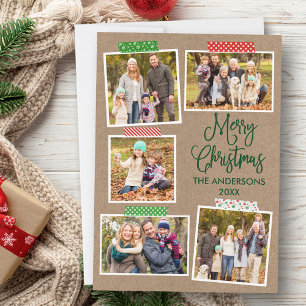 Cartes Pour Fêtes Annuelles Calliage amusant Kraft Green Christmas Craft Bande