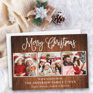 Cartes Pour Fêtes Annuelles Calliage moderne amusant Noël 3 Photo Bois