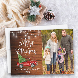 Cartes Pour Fêtes Annuelles Calliage Noël Camion Bois Jar Lumières