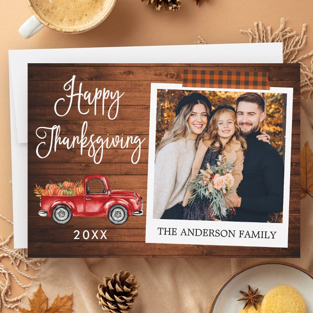 Cartes Pour Fêtes Annuelles Calliage Plaid Craft Bande Thanksgiving Camion (Customize to add more text or photos to back of card.)