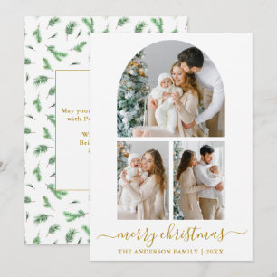 Cartes Pour Fêtes Annuelles Calligraphie 3 Arche photo Aquarelle Pines Or