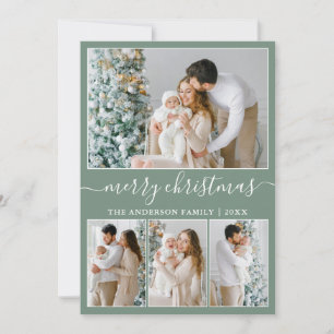 Cartes Pour Fêtes Annuelles Calligraphie 4 Photo Joyeux Noël Sage Vert