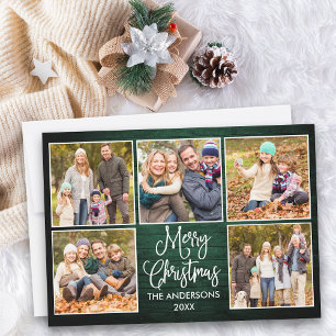Cartes Pour Fêtes Annuelles Calligraphie amusante Bois vert 5 Photos Noël