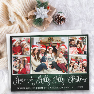 Cartes Pour Fêtes Annuelles Calligraphie amusante Green Wood Holly Jolly Chris