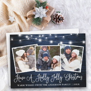 Cartes Pour Fêtes Annuelles Calligraphie amusante Holly Jolly Christmas Blue W