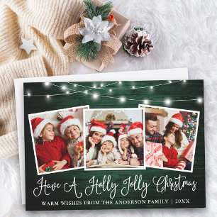 Cartes Pour Fêtes Annuelles Calligraphie amusante Holly Jolly Christmas Green 