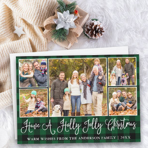 Cartes Pour Fêtes Annuelles Calligraphie amusante Holly Jolly Christmas Green 