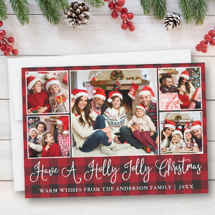 Cartes Pour Fêtes Annuelles Calligraphie amusante Holly Jolly Christmas Red Pl