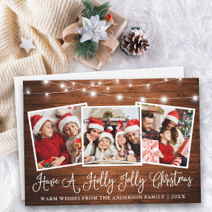 Cartes Pour Fêtes Annuelles Calligraphie amusante Holly Jolly Christmas Wood