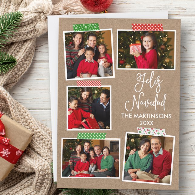 Cartes Pour Fêtes Annuelles Calligraphie amusante Kraft Feliz Navidad Craft (Customize to add text to back of card.)