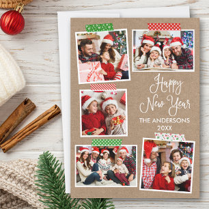 Cartes Pour Fêtes Annuelles Calligraphie amusante Kraft Happy New Year Craft T