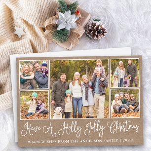 Cartes Pour Fêtes Annuelles Calligraphie amusante Kraft Holly Jolly Christmas