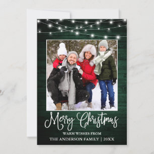 Cartes Pour Fêtes Annuelles Calligraphie amusante Noël Vert Lumière en Bois Ph