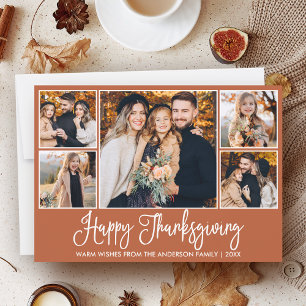 Cartes Pour Fêtes Annuelles Calligraphie amusante Terracotta 5 Photos Thanksgi