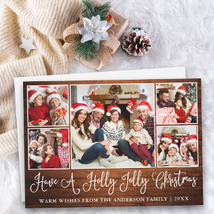 Cartes Pour Fêtes Annuelles Calligraphie amusante Wood Holly Jolly Christmas