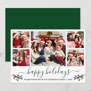 Cartes Pour Fêtes Annuelles Calligraphie Aquarelle Holly 5 Photo Vert