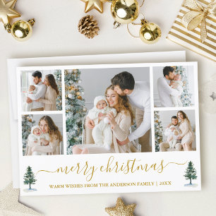 Cartes Pour Fêtes Annuelles Calligraphie Aquarelle Pines Or Noël