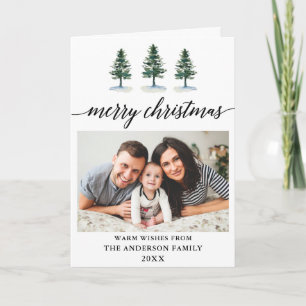 Cartes Pour Fêtes Annuelles Calligraphie Aquarelle Pins Photo Plier Noël