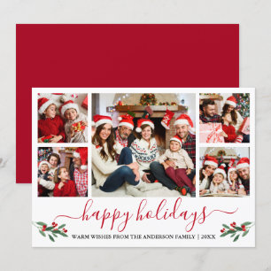Cartes Pour Fêtes Annuelles Calligraphie Aquarelle Rouge Holly 5 Photo