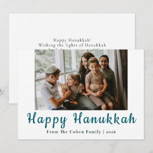 Cartes Pour Fêtes Annuelles Calligraphie bleue Hanukkah le plus heureux famill