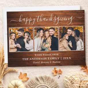 Cartes Pour Fêtes Annuelles Calligraphie Bon thanksgiving Wood 3 Photo