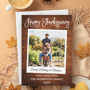 Cartes Pour Fêtes Annuelles Calligraphie Caméra instantanée Photo Wood Thanksg