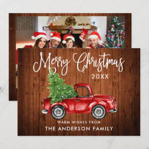 Cartes Pour Fêtes Annuelles Calligraphie Camion de bois photo de Noël Retour