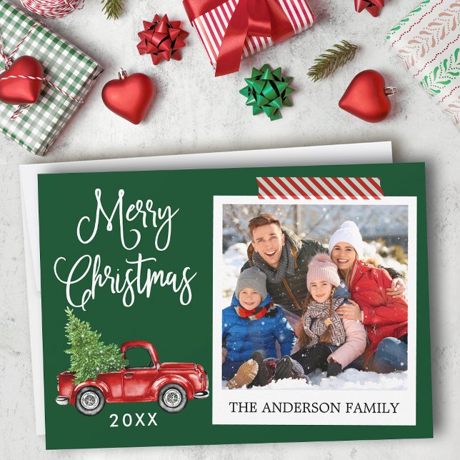 Cartes Pour Fêtes Annuelles Calligraphie Camion de Noël Bande d'embarcation ra (Customize to add text to back of card.)