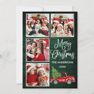 Cartes Pour Fêtes Annuelles Calligraphie Camion de Noël Bois vert 4 Photo