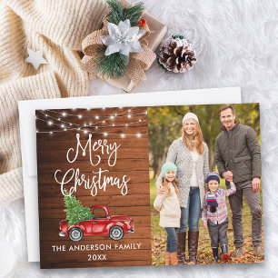 Cartes Pour Fêtes Annuelles Calligraphie Camion de Noël Photo Lumières bois