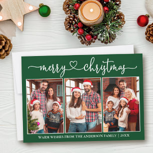 Cartes Pour Fêtes Annuelles Calligraphie Coeur 3 Photo Vert Joyeux Noël