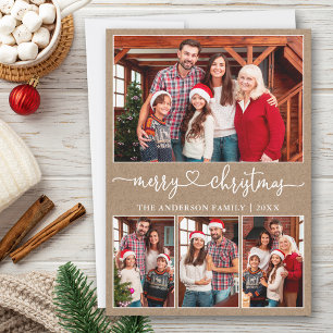 Cartes Pour Fêtes Annuelles Calligraphie Coeur 4 Photo Kraft Joyeux Noël