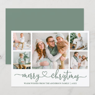 Cartes Pour Fêtes Annuelles Calligraphie Coeur 5 Photo Christmas Sage Green