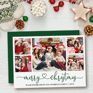 Cartes Pour Fêtes Annuelles Calligraphie Coeur 5 Photo Vert Noël