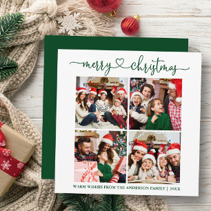 Cartes Pour Fêtes Annuelles Calligraphie Coeur Noël 4 Photo Carré vert