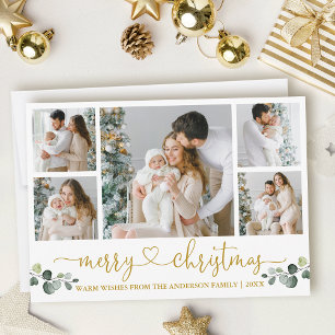 Cartes Pour Fêtes Annuelles Calligraphie Coeur Noël Aquarelle Eucalyptus