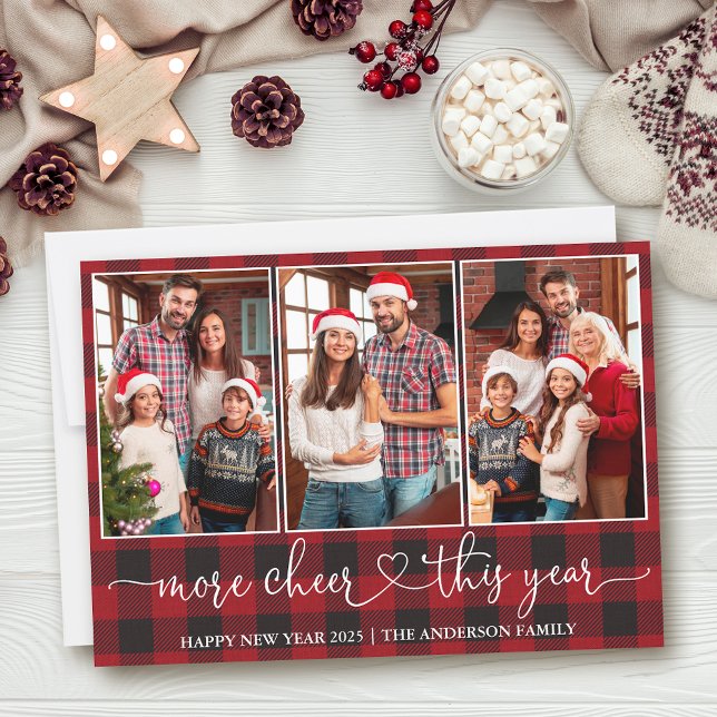 Cartes Pour Fêtes Annuelles Calligraphie Coeur Plaid Plus Cheval 3 Photo (Customize to add text to back of card.)