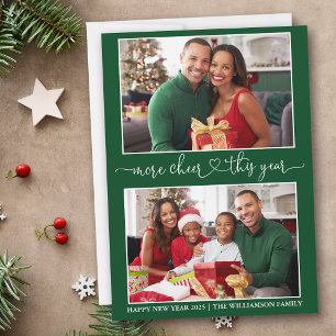 Cartes Pour Fêtes Annuelles Calligraphie Coeur Plus Cheer Green 2 Photo